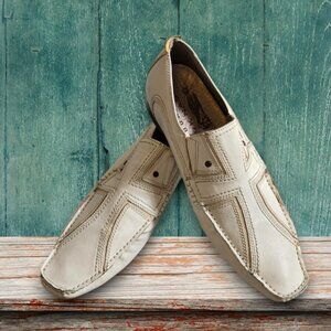 Lounge by Mark Nason Size 9.5 Men's Vintage Leather Loafers Off White